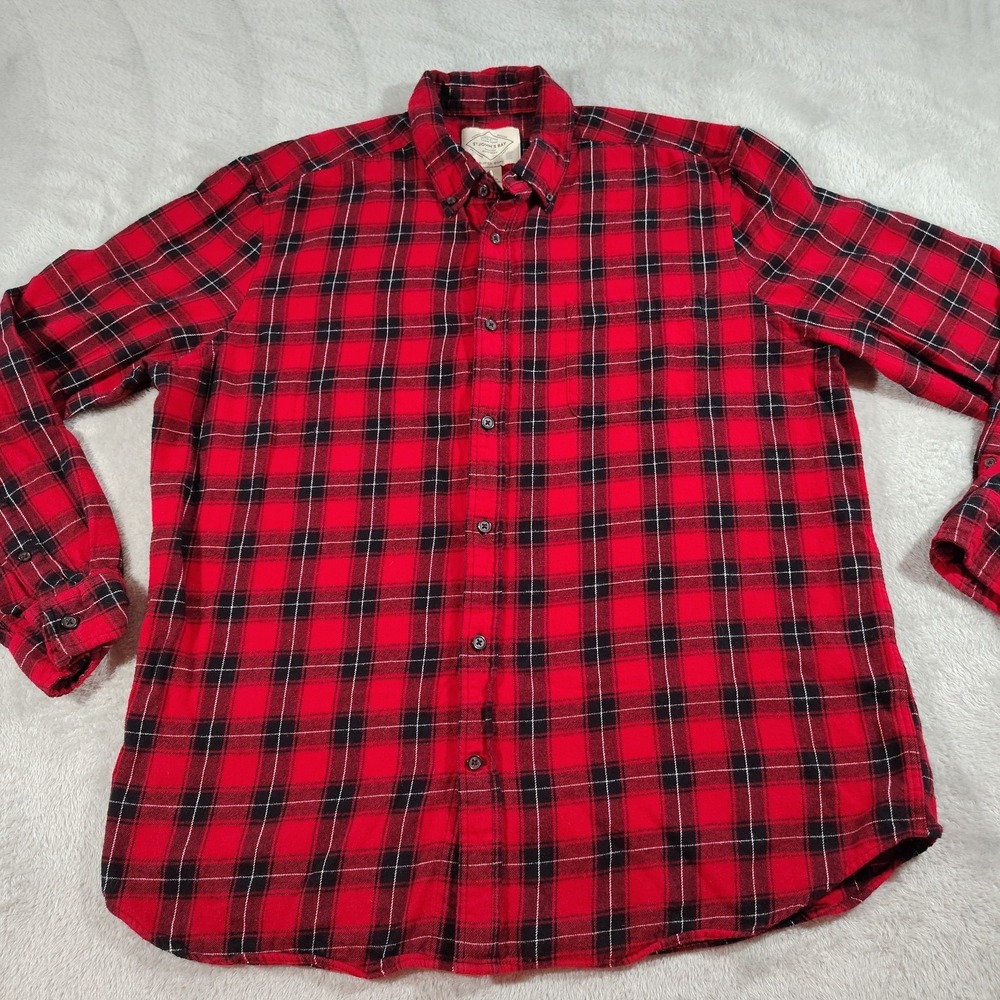 St John's Bay Flannel Shirt Men XL Red Plaid Outdoor Farmer Hiking Camping Soft